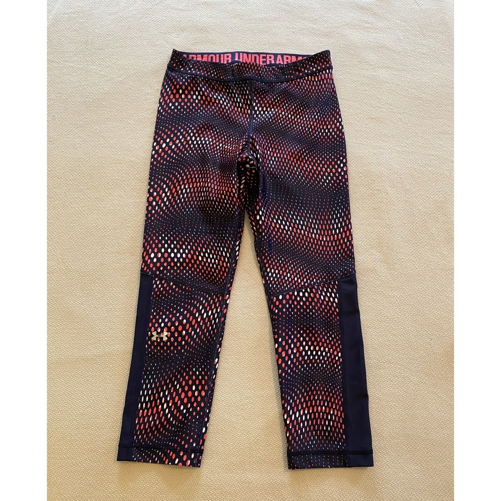 Under Armour Heatgear Compression Leggings Capri Women's size Medium Pink Navy